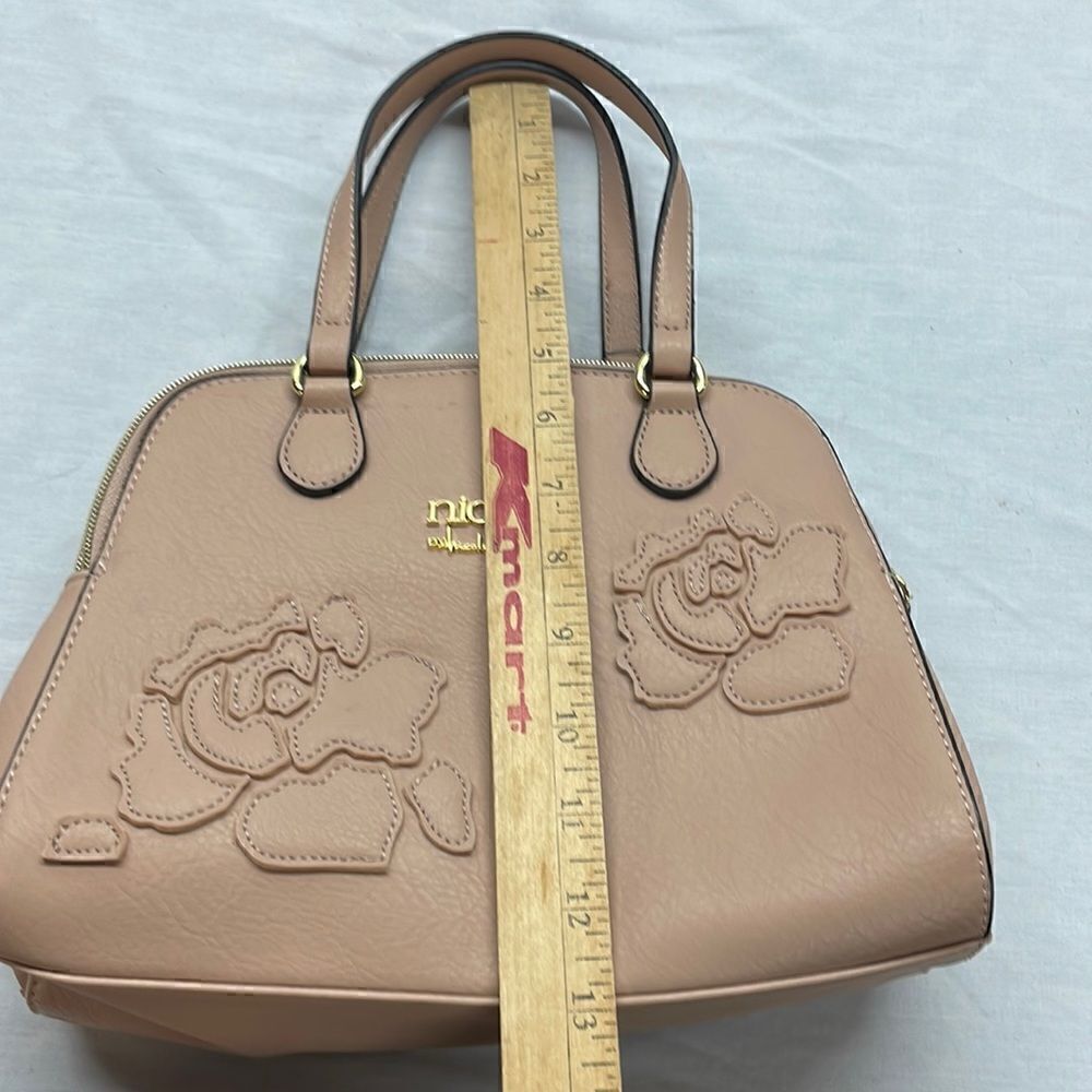 Nicole Miller Handbag Tote Embossed Floral Pattern - Picture 9 of 12